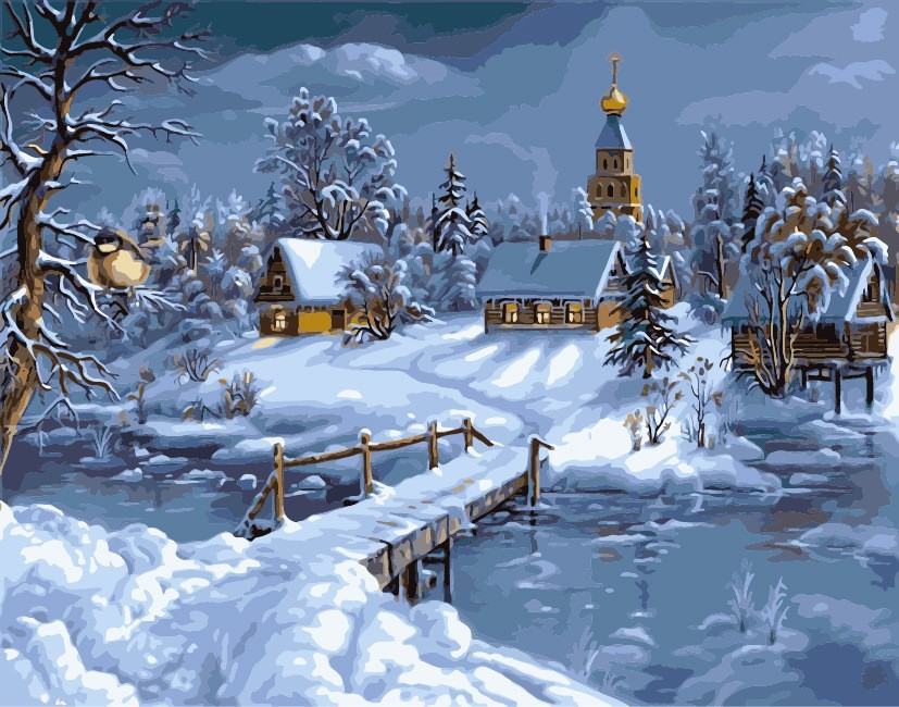 Картины по номерам «Зимняя сказка»