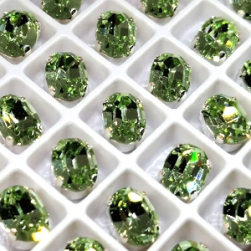 Страз в цапе 3022-125 Chrysolitte в серебряном цапе, овал 6х8 мм