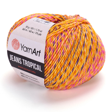 Jeans Tropical (Yarnart) 617 оранжевый меланж, пряжа 50г