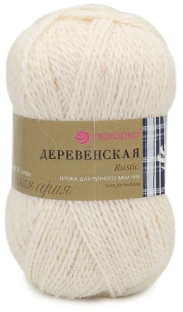 Деревенская (Пехорка) 01 белый, пряжа 100г