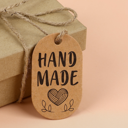 10330945 &quot;Hand made&quot; набор бирок с джутом и наклейками 16шт