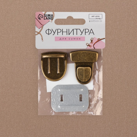 7582479 застёжка для сумки 4х3 см, цвет бронзовый