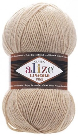 Lanagold Fine (Alize) 585 бежевый, пряжа 100г