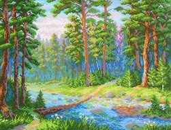 СК-070 &quot;Лесная речка&quot; канва с нанесенным рисунком