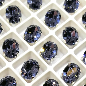 Страз в цапе 3022-133 Tanzanite в серебряном цапе, овал 6х8 мм