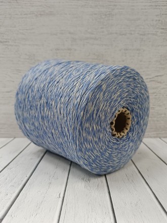 Cottone Cashmere () белый-джинс, пряжа бобинная итальянская 1г