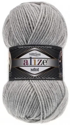 Superlana Midi (Alize) 208 св.серый меланж, пряжа 100г