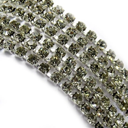 12 Black Diamond в серебряном цапе, стразовая цепочка 2,4 мм 1 м