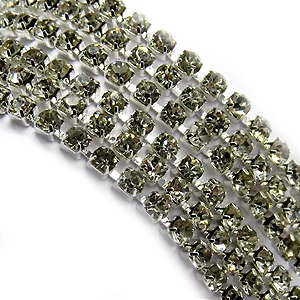 12 Black Diamond в серебряном цапе, стразовая цепочка 2,4 мм 1 м