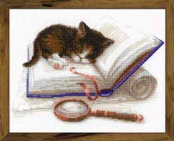 1725 &quot;Котенок на книжке&quot; набор для вышивки крестом