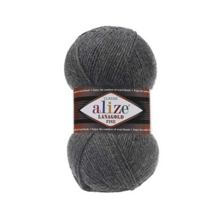 Lanagold Fine (Alize) 182 т.серый меланж , пряжа 100г