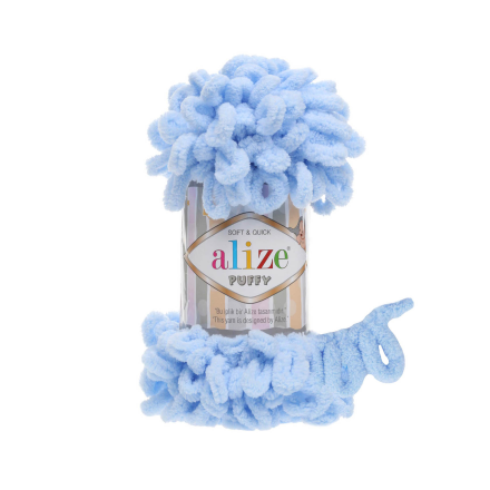 Puffy (Alize) 183 нежно голубой, пряжа 100г