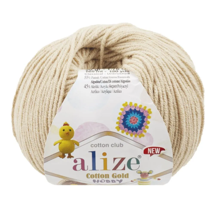Cotton Gold Hobby New (Alize) 458 слоновая кость, пряжа 50г