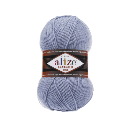 Lanagold Fine (Alize) 221 св.джинсовый меланж, пряжа 100г