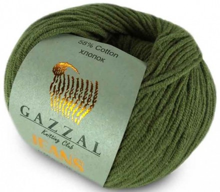 Jeans (Gazzal) 1129 олива, пряжа 50г