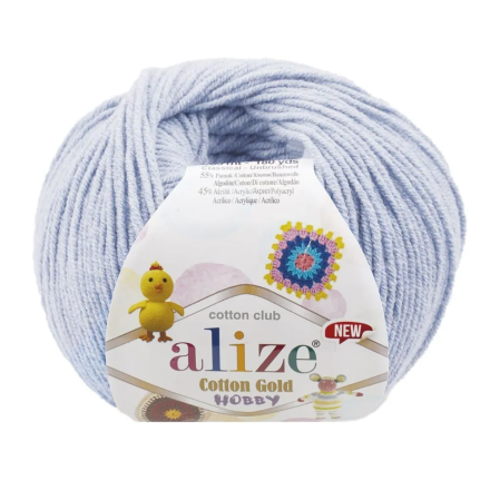 Cotton Gold Hobby New (Alize) 513 св.голубой, пряжа 50г