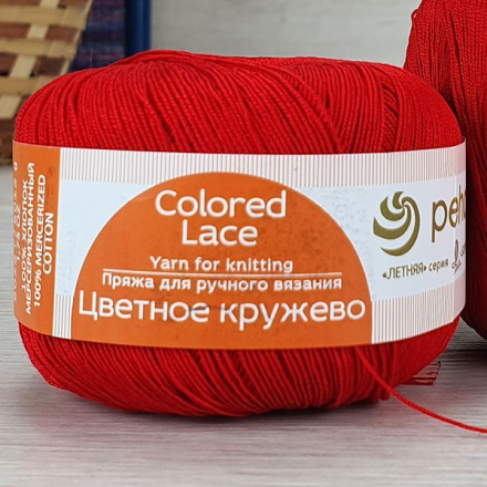 Цветное кружево (Пехорка) 06 красный, пряжа 50г