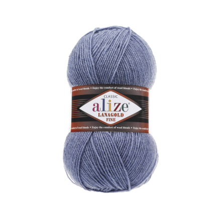 Lanagold Fine (Alize) 203 джинсовый меланж, пряжа 100г