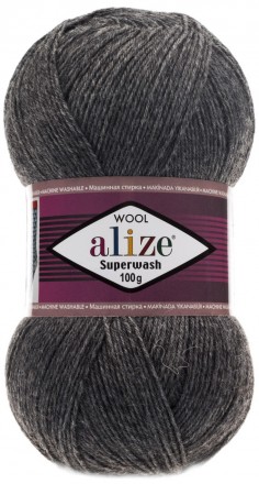Superwash Wool (Alize) 182 т.серый меланж, пряжа 100г