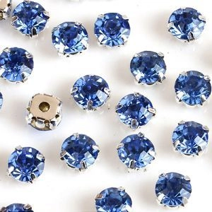 Стразы в цапах (шатоны) Light blue в серебряном цапе 4мм 20шт