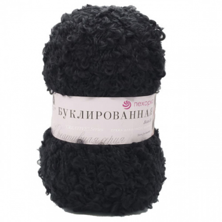 Буклированная (Пехорка) 02 черный, пряжа 200г