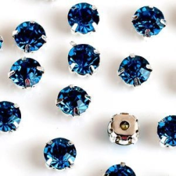 Стразы в цапах (шатоны) Peacock blue в серебряном цапе 4мм 20шт