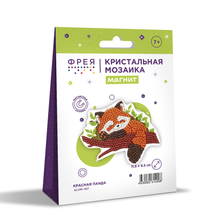ALVM-107 магнит &quot;Красная панда&quot; алмазная мозаика 11,5х9,5 см