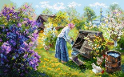 1932 &quot;Деревня&quot; канва с рисунком