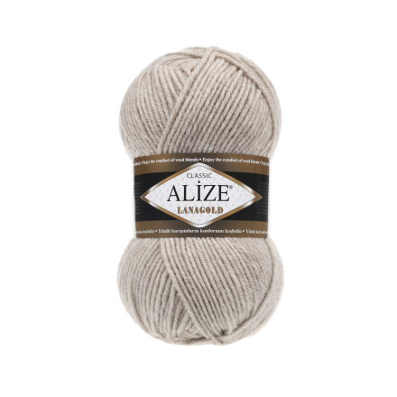 Lanagold (Alize) 152 бежевый меланж, пряжа 100г