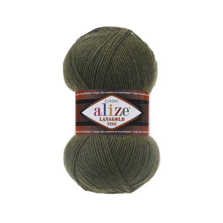 Lanagold Fine (Alize) 29 хаки, пряжа 100г
