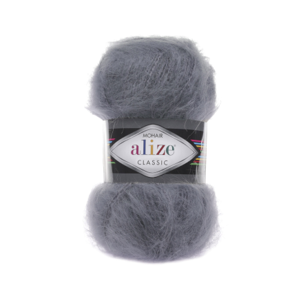 Mohair classik (Alize) 87 серый, пряжа 100г