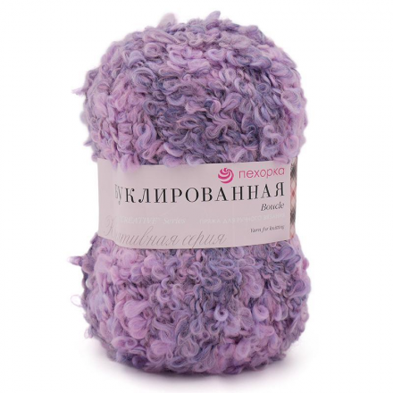 Буклированная (Пехорка) 1096м сирень-роза-серый, пряжа 200г
