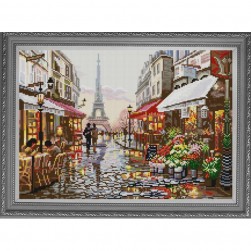 1238 &quot;Прогулка по Парижу&quot; ткань с рисунком для вышивки бисером