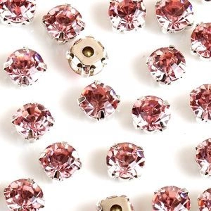 Стразы в цапах (шатоны) Pink в серебряном цапе 4мм 20шт
