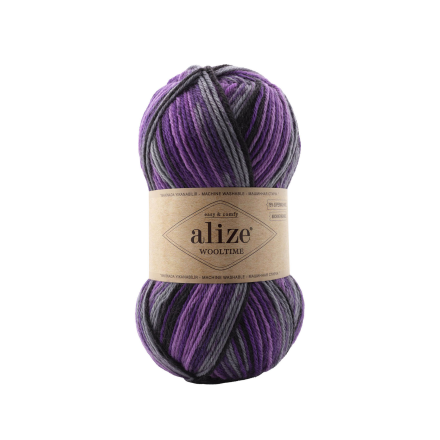 Wooltime (Alize) 11013 сирень принт, пряжа 100г
