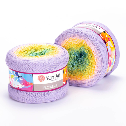 Flowers (Yarnart) 285 сирень-бирюза-желтый, пряжа 250