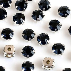 Стразы в цапах (шатоны) Ink blue в серебряном цапе 4мм 20шт