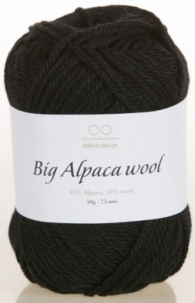 Big Alpaca Wool (Infinity) 1099 черный, пряжа 50г