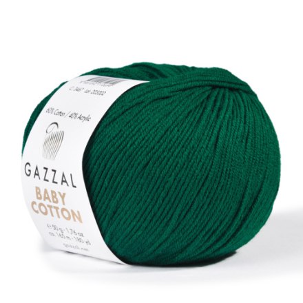 Baby Cotton (Gazzal) 3467 т.изумруд, пряжа 50г