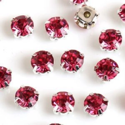 Стразы в цапах (шатоны) Rose red в серебряном цапе 4мм 20шт