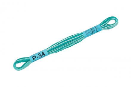 Р-34 бирюзовый-св.бирюзовый, нитки мулине меланж Gamma 8м