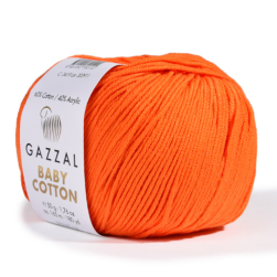 Baby Cotton (Gazzal) 3419 морковный, пряжа 50г