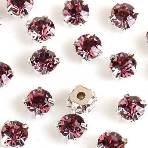 Стразы в цапах (шатоны) Light purple в серебряном цапе 4мм 20шт