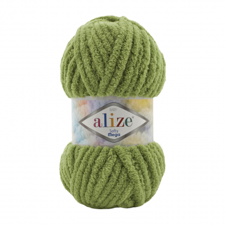 Softy Mega (Alize) 485 зеленая черепаха, пряжа 100г