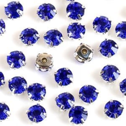 Стразы в цапах (шатоны) Royalblue в серебряном цапе 4мм 20шт