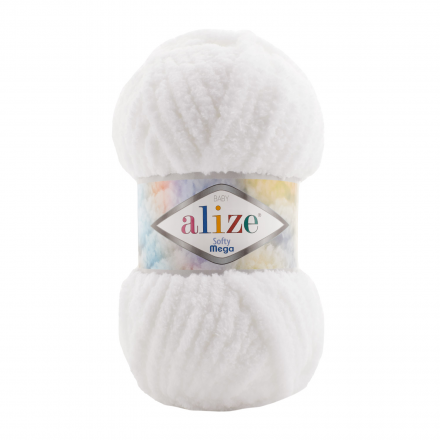 Softy Mega (Alize) 55 белый, пряжа 100г