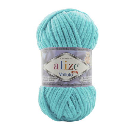 Velluto (Alize) 490 св.бирюза, пряжа 100г