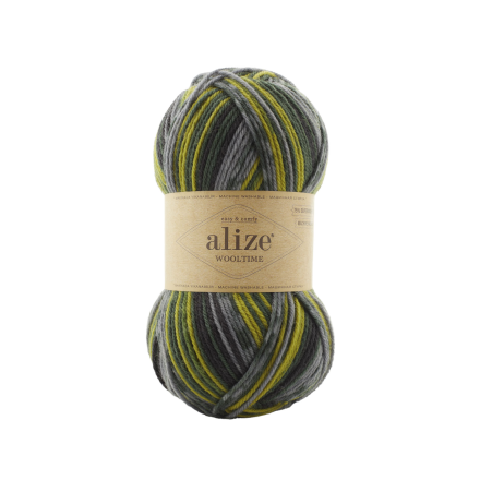 Wooltime (Alize) 11019 лимон принт, пряжа 100г