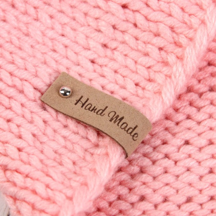 5096678 &quot;Hand made&quot; бирка с кнопкой бежевая, 1шт