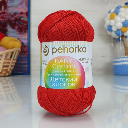 Детский хлопок (Пехорка) 250 рябина, пряжа 100г